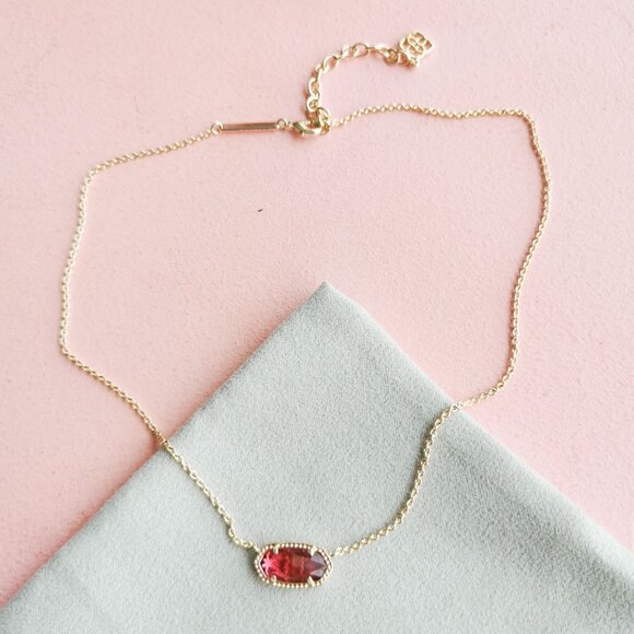 Kendra Scott - Elisa Berry red glass Gold Necklace - NEW - Picture 3 of 4